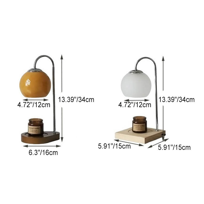 Wood Candle Sphere Table Lamp