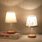 Wood Fabric Cone LED Table Lamp