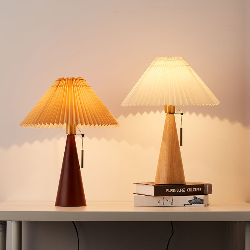 Wooden Pleated LED Table Lamp