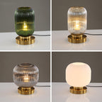 Nordic Striped Glass Oval Table Lamp