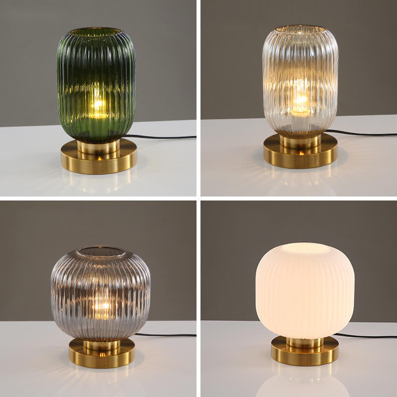 Nordic Striped Glass Oval Table Lamp