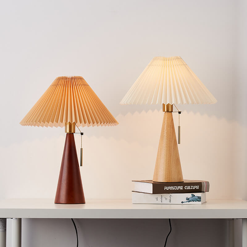 Wooden Pleated LED Table Lamp