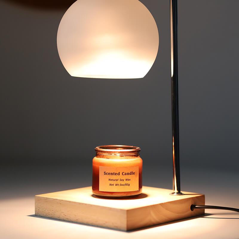 Wood Candle Sphere Table Lamp