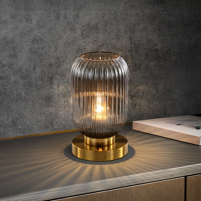 Nordic Striped Glass Oval Table Lamp