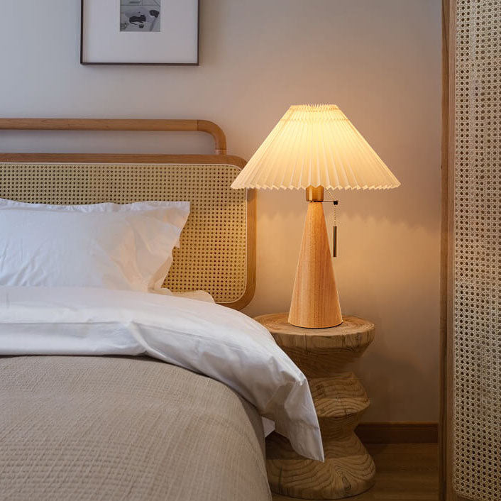 Wooden Pleated LED Table Lamp