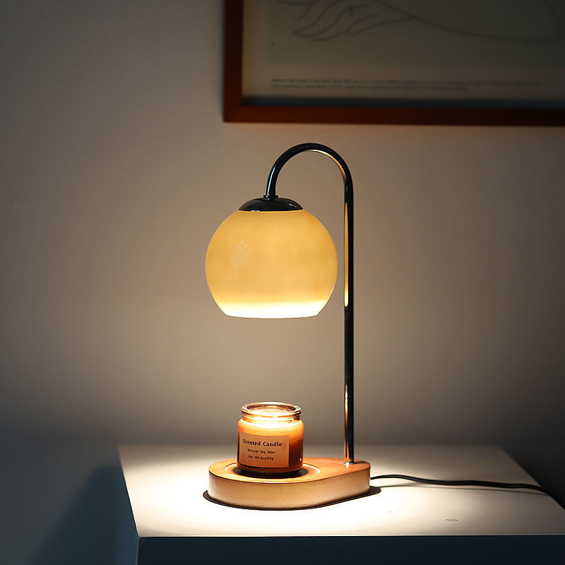 Wood Candle Sphere Table Lamp