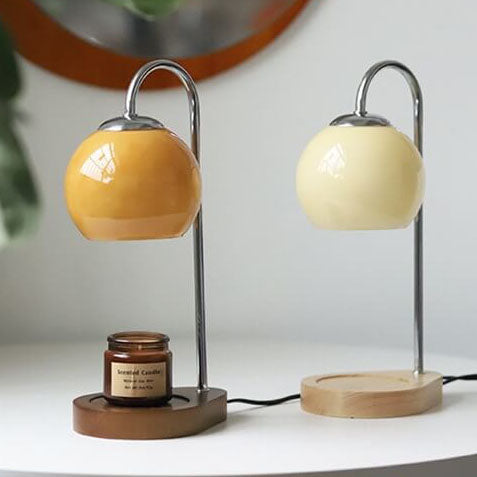 Wood Candle Sphere Table Lamp