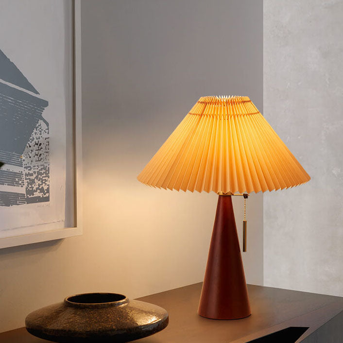 Wooden Pleated LED Table Lamp