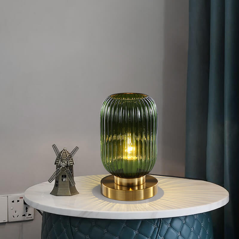 Nordic Striped Glass Oval Table Lamp