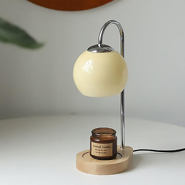 Wood Candle Sphere Table Lamp