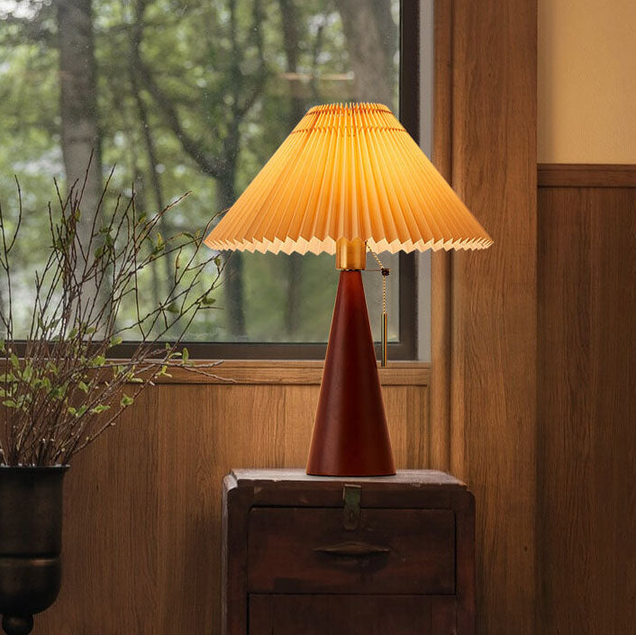 Wooden Pleated LED Table Lamp