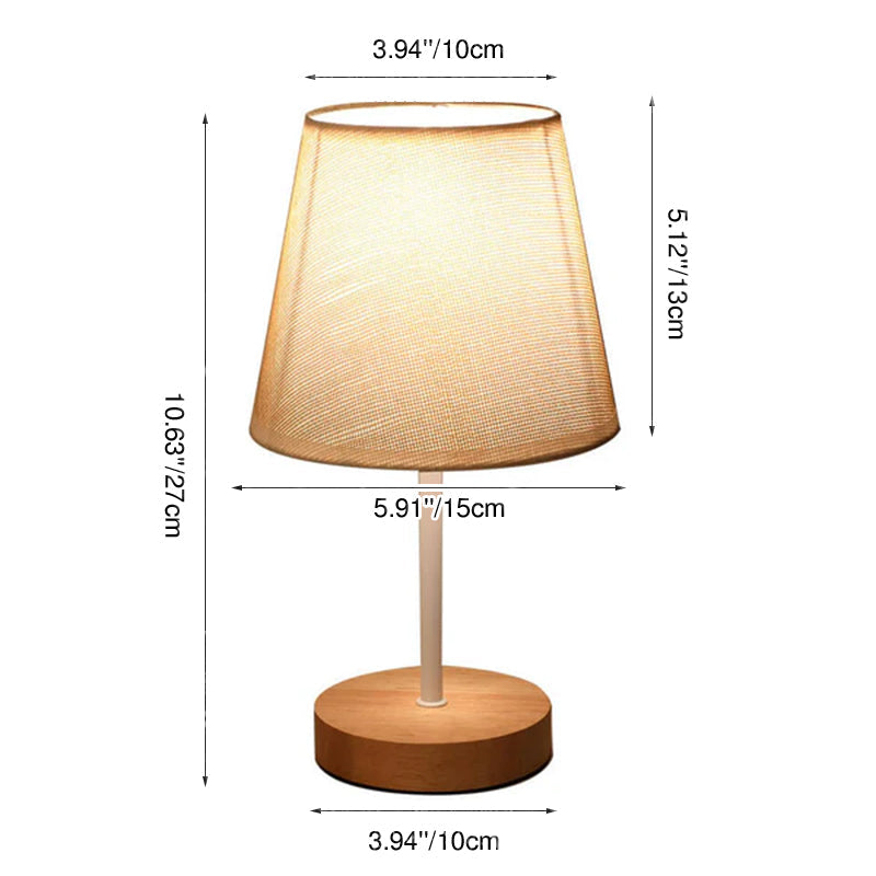 Wood Fabric Cone LED Table Lamp