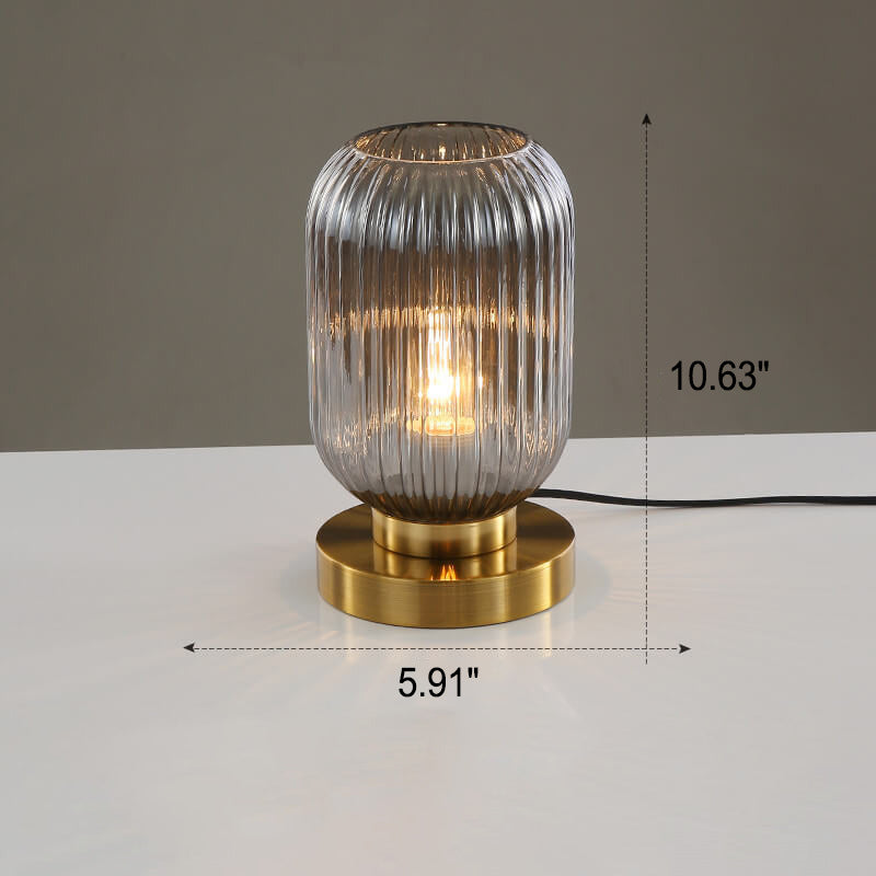 Nordic Striped Glass Oval Table Lamp