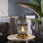 Nordic Striped Glass Oval Table Lamp