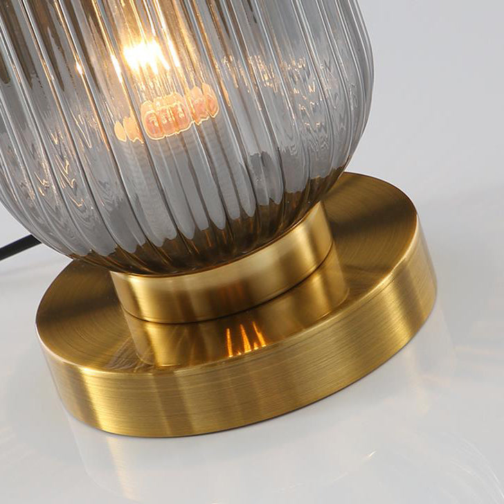 Nordic Striped Glass Oval Table Lamp