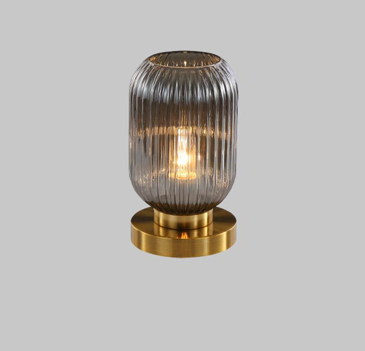 Nordic Striped Glass Oval Table Lamp