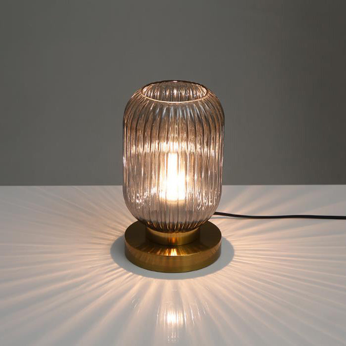 Nordic Striped Glass Oval Table Lamp