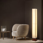 Japanese Walnut Fabric LED Floor Lamp