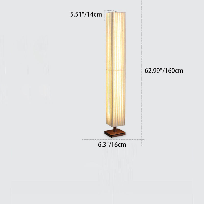 Japanese Walnut Fabric LED Floor Lamp