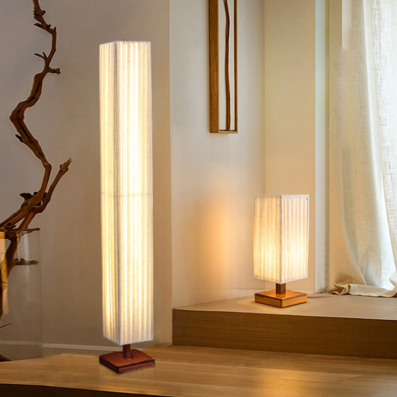 Japanese Walnut Fabric LED Floor Lamp