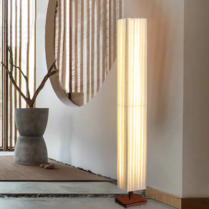 Japanese Walnut Fabric LED Floor Lamp