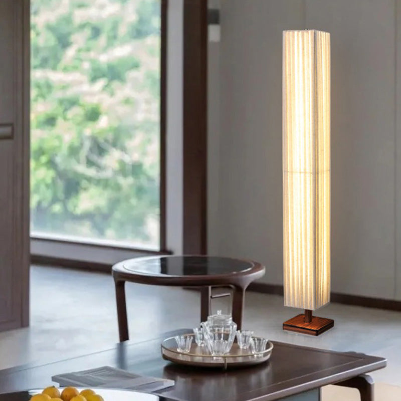 Japanese Walnut Fabric LED Floor Lamp