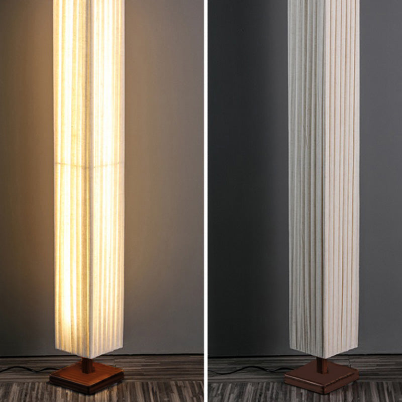 Japanese Walnut Fabric LED Floor Lamp