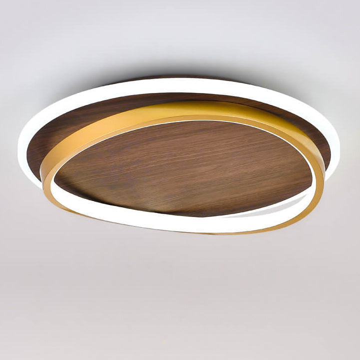 Walnut Grain LED Flush Mount Ceiling Light