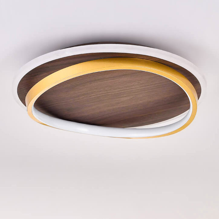 Walnut Grain LED Flush Mount Ceiling Light