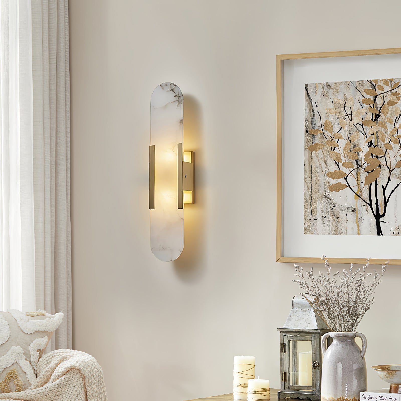 Oblong Alabaster Wall Sconce