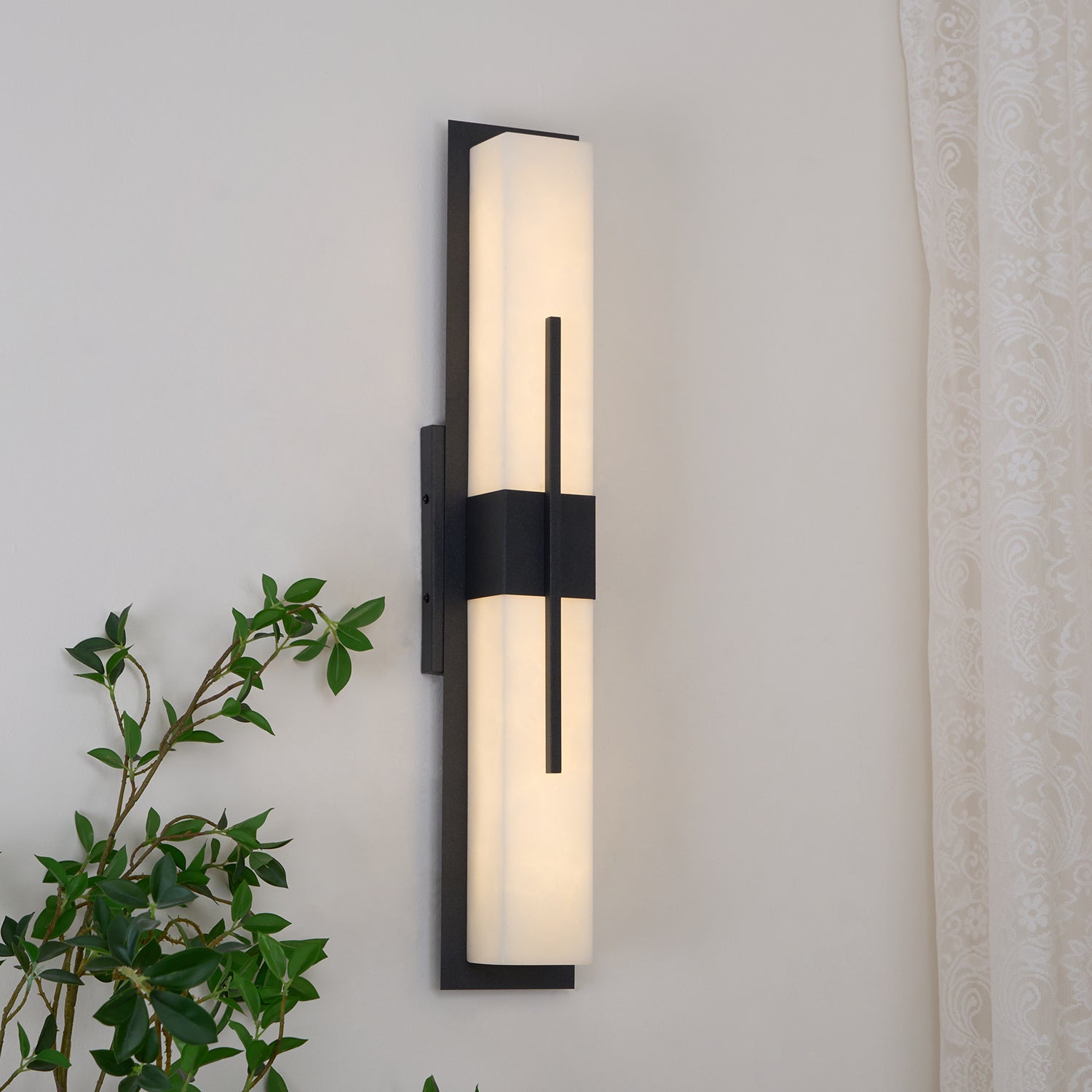 Possini Alabaster Outdoor Wall Light