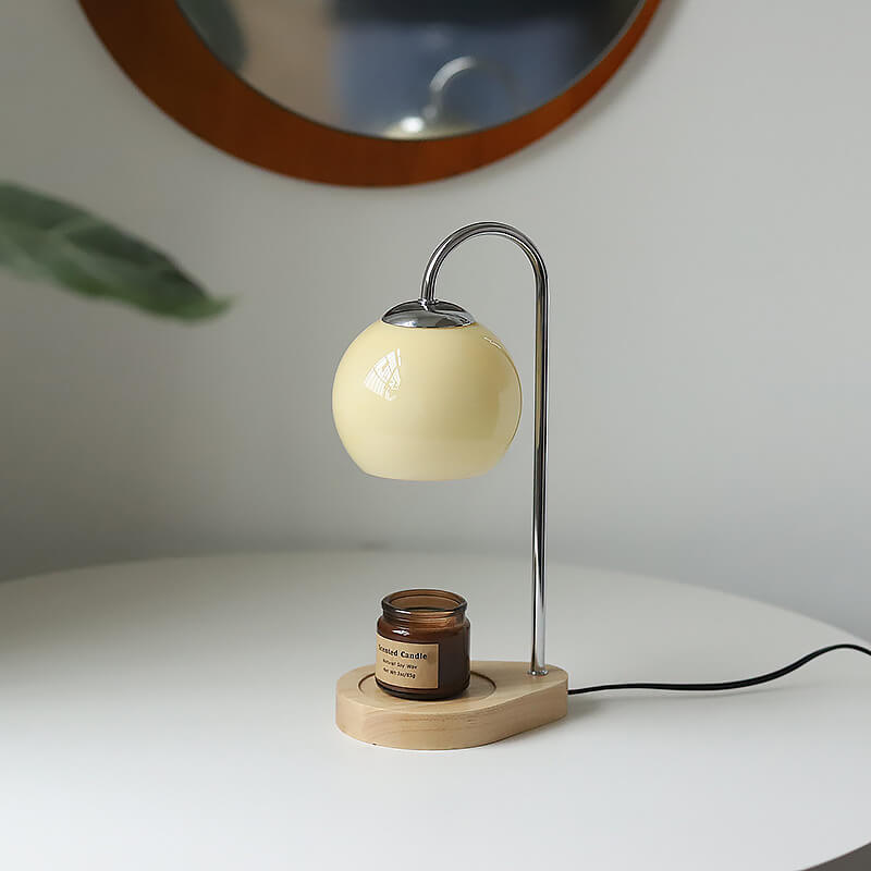 Wood Candle Sphere Table Lamp