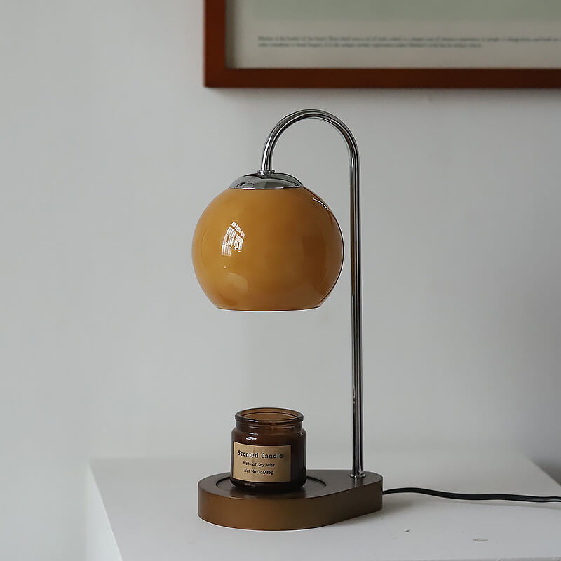 Wood Candle Sphere Table Lamp