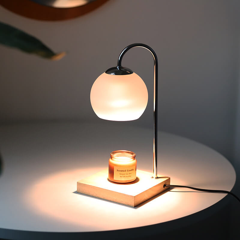 Wood Candle Sphere Table Lamp