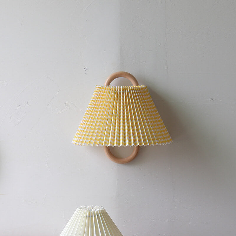 Solid Wood Pleated Semicircle Sconce