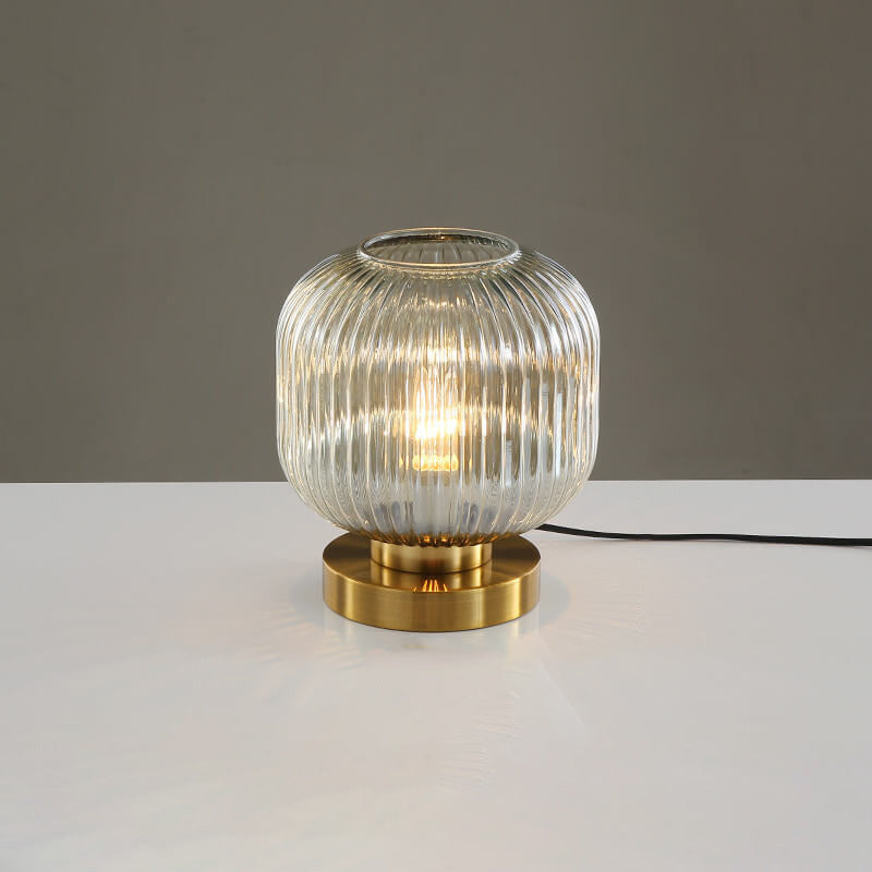 Nordic Striped Glass Oval Table Lamp