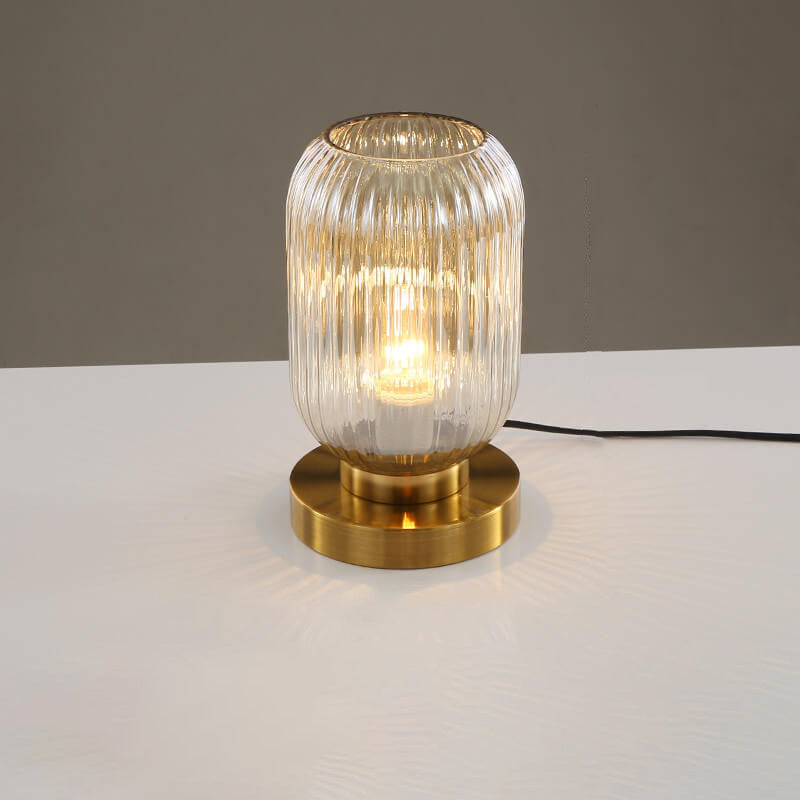 Nordic Striped Glass Oval Table Lamp