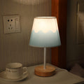 Wood Fabric Cone LED Table Lamp