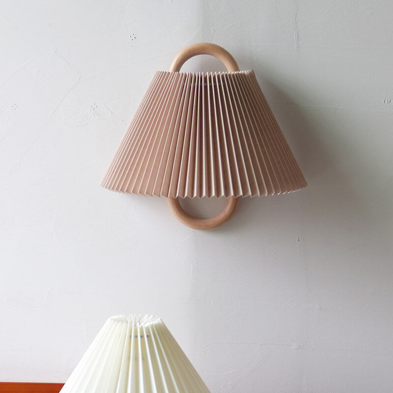 Solid Wood Pleated Semicircle Sconce