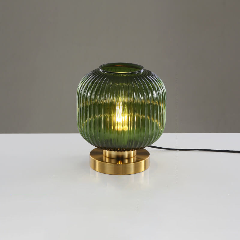 Nordic Striped Glass Oval Table Lamp