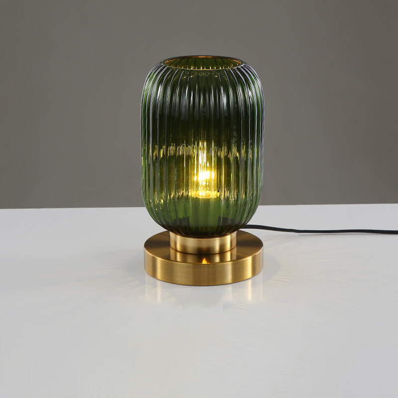 Nordic Striped Glass Oval Table Lamp