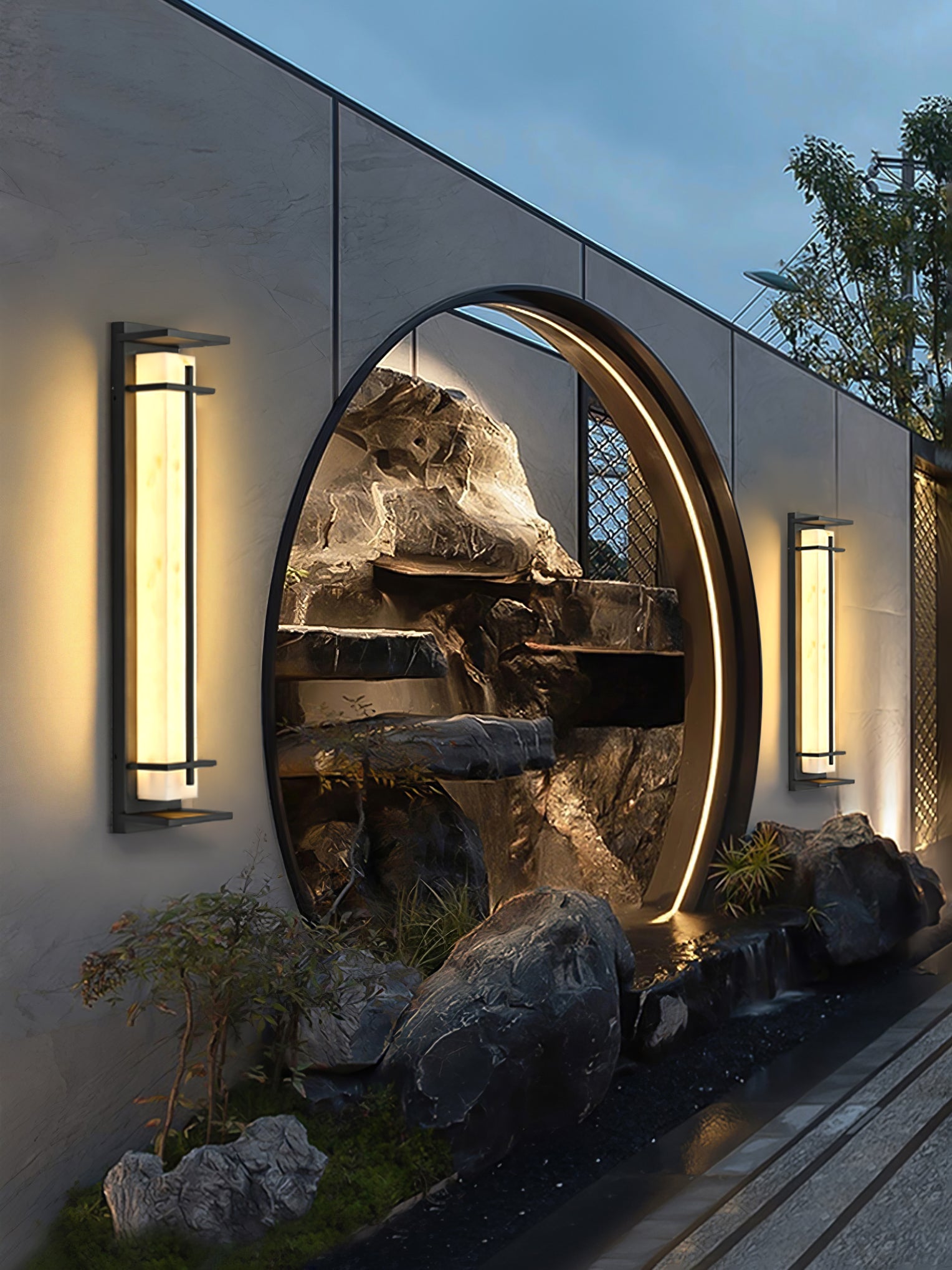 Square Alabaster Outdoor Wall Light