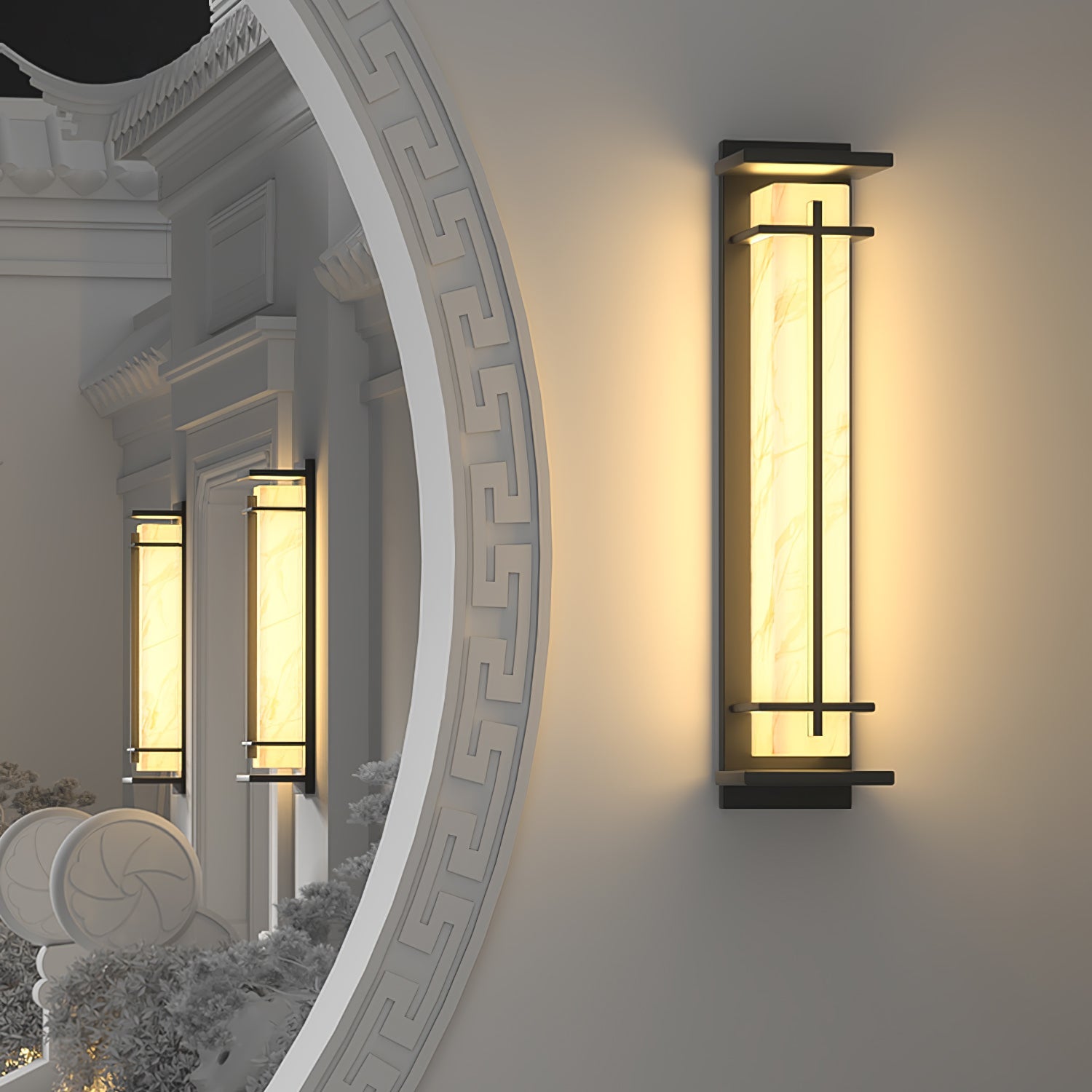 Square Alabaster Outdoor Wall Light