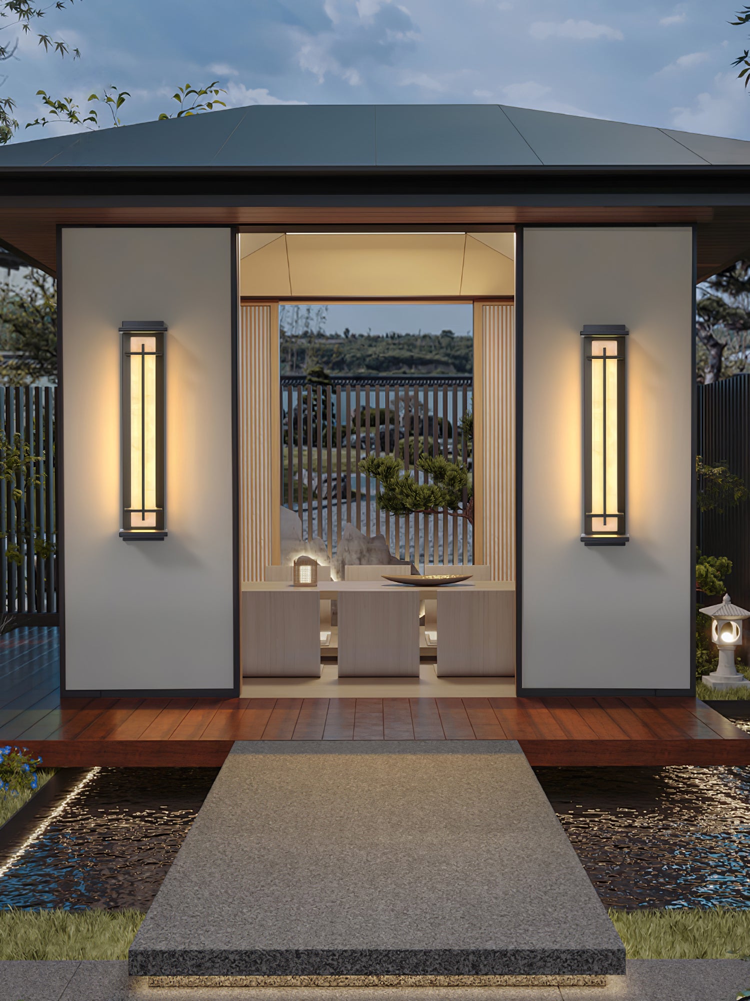 Square Alabaster Outdoor Wall Light