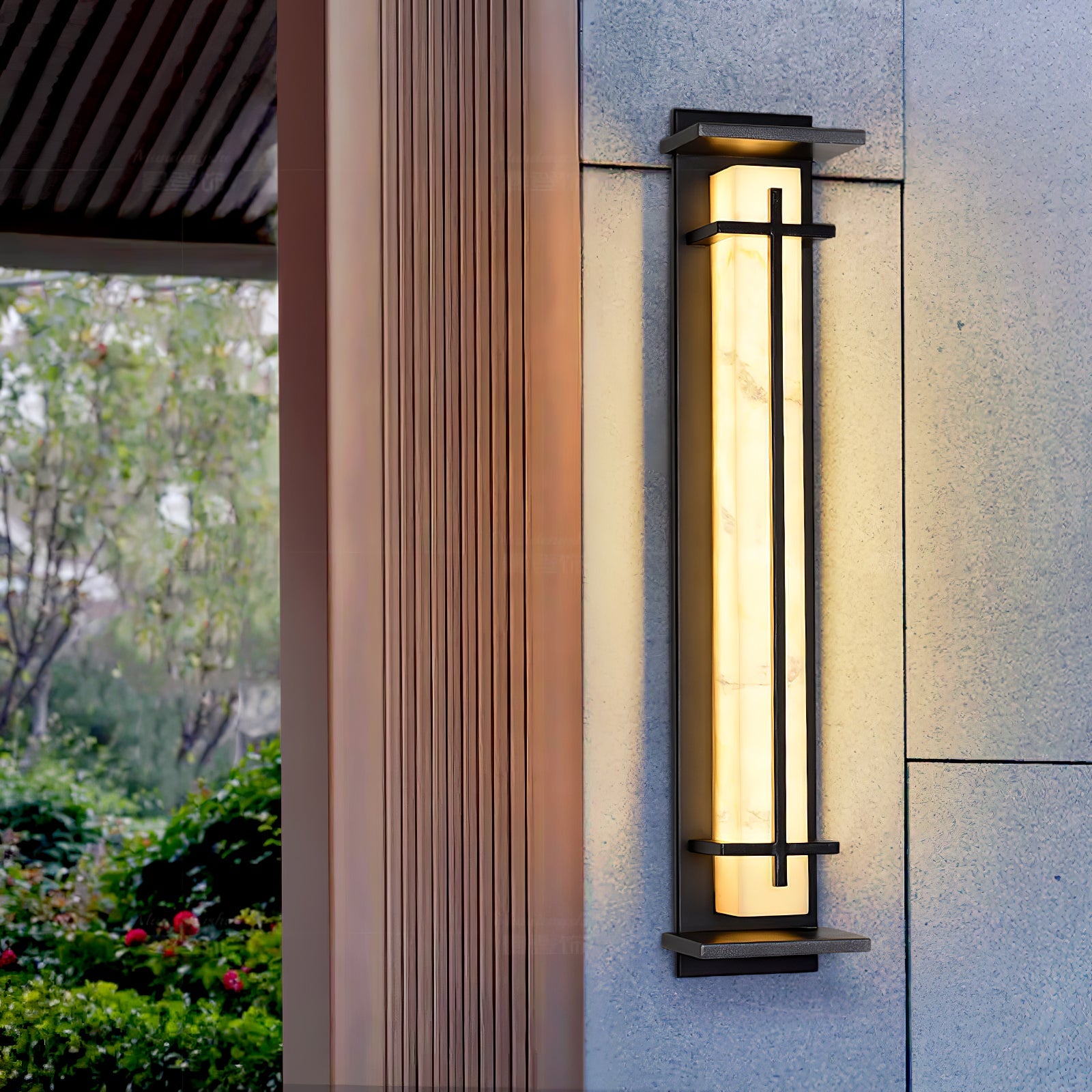 Square Alabaster Outdoor Wall Light