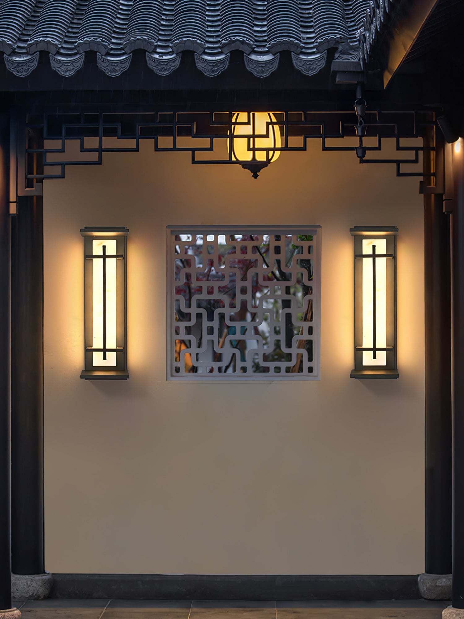 Square Alabaster Outdoor Wall Light