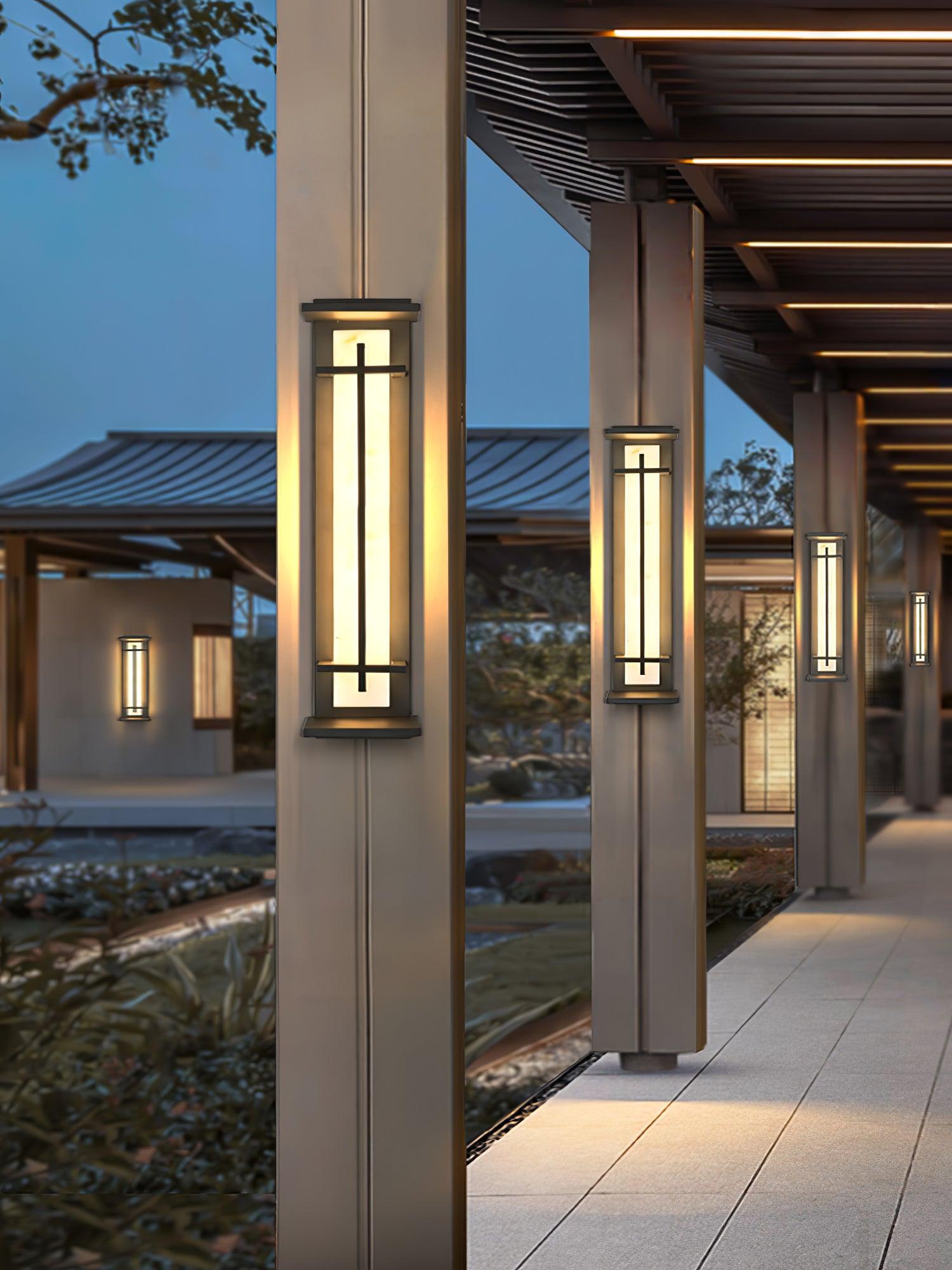 Square Alabaster Outdoor Wall Light