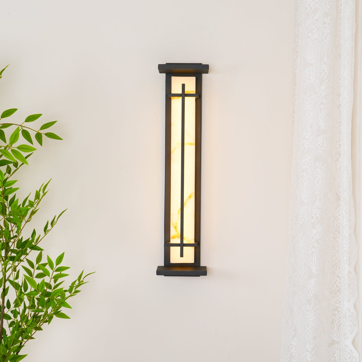 Square Alabaster Outdoor Wall Light