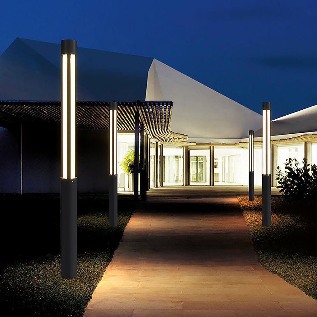 Cylindrical LED Bollard Light — Modern Outdoor Landscape Post Lamp
