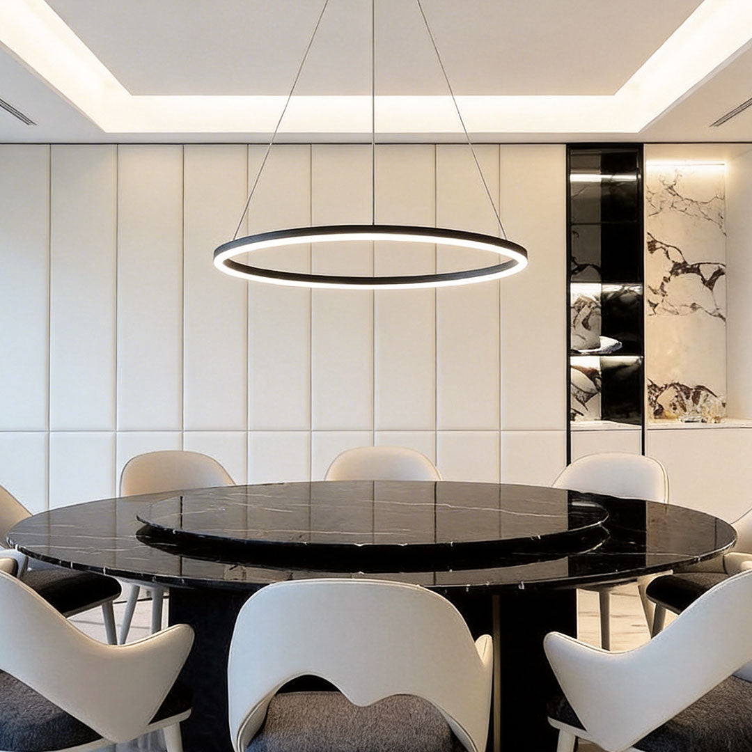 Black LED Ring Chandelier